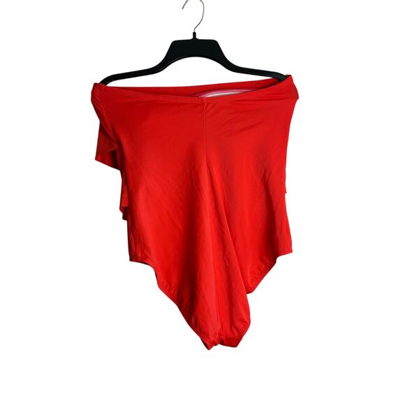 Janzten Size 14 Ruffle Bathing Suit Swimwear Orange Coral - Picture 3 of 10